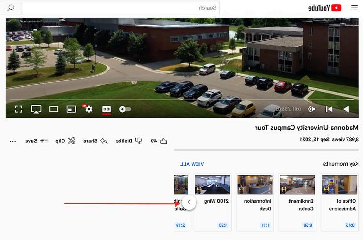 screenshot Detailing location of Key Moments option on Youtube video
